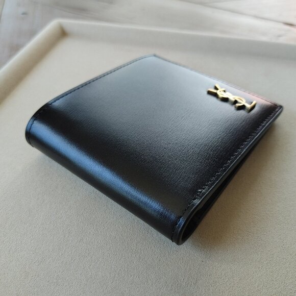 Saint Laurent YSL Gold "Small Cassandre" Leather Bi-fold Wallet (New) - Picture 7 of 11